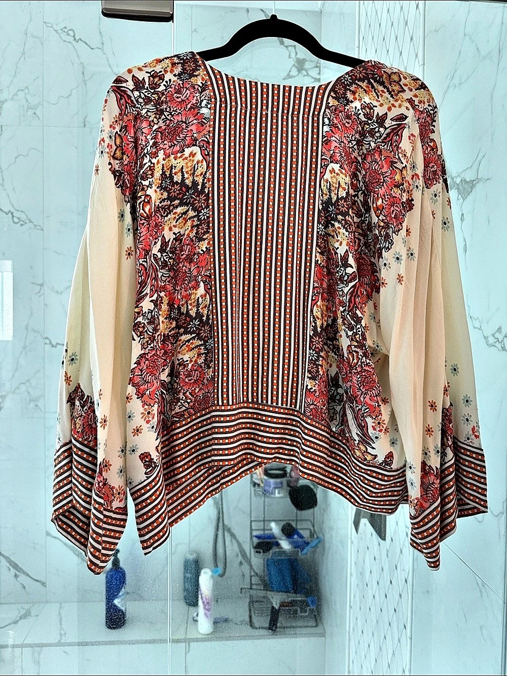 Free People Mix-n-Match Blouse in Cream & Red